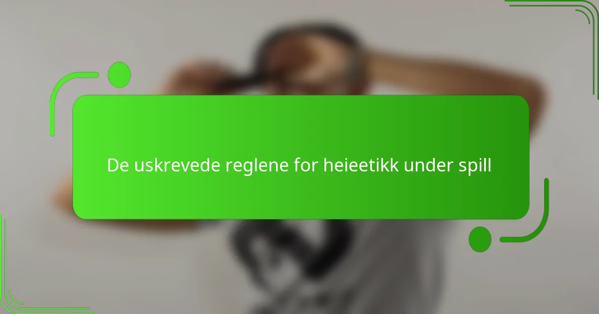 De uskrevede reglene for heieetikk under spill