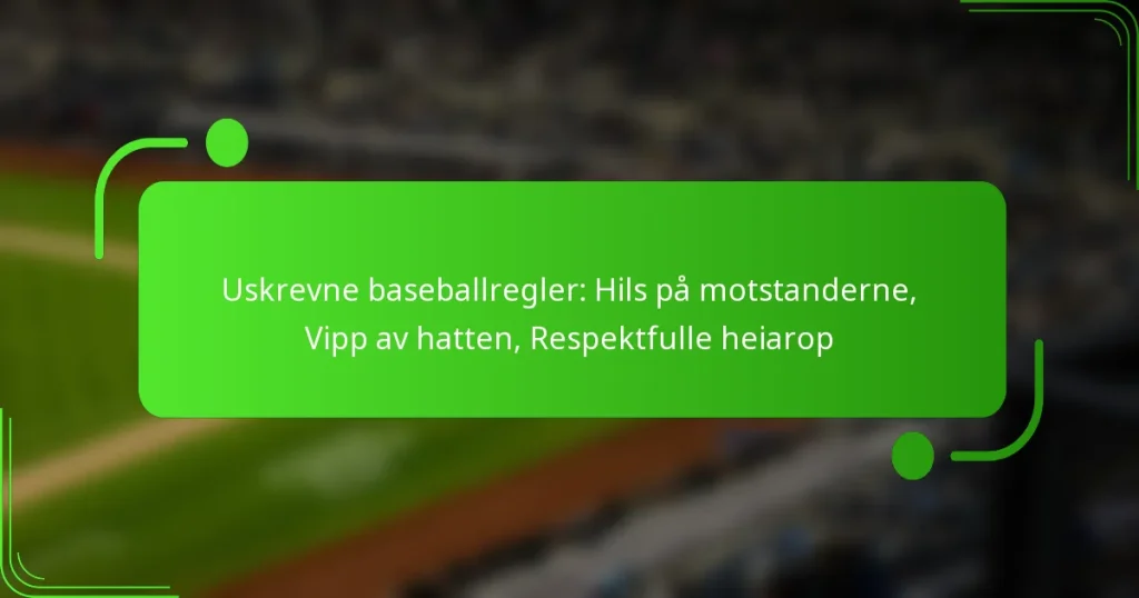 Uskrevne baseballregler: Hils på motstanderne, Vipp av hatten, Respektfulle heiarop
