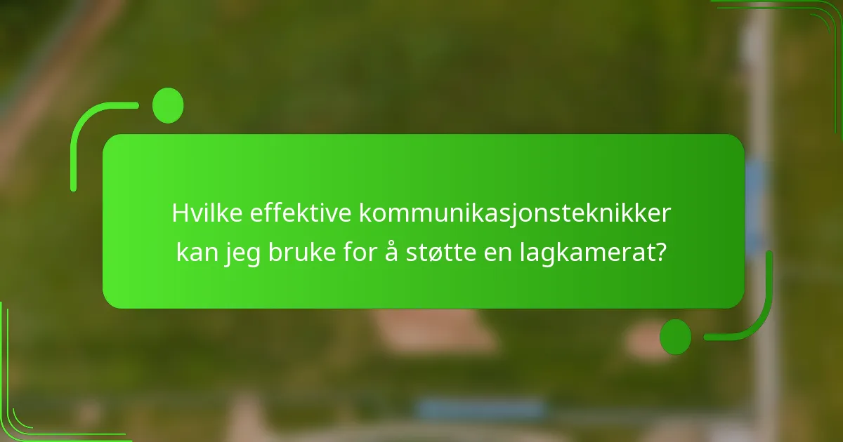 Hvilke effektive kommunikasjonsteknikker kan jeg bruke for å støtte en lagkamerat?