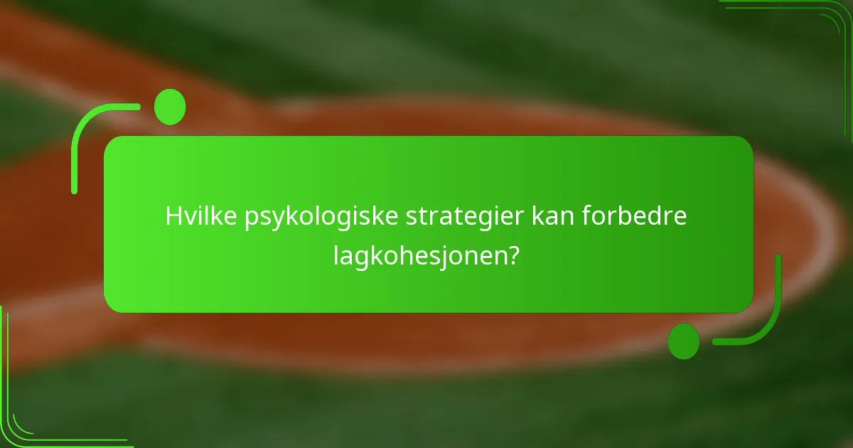 Hvilke psykologiske strategier kan forbedre lagkohesjonen?